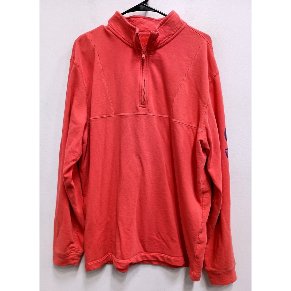 Vineyard Vines Quarter Zip Pullover Mens L Coral Pink Whale Logo Sweatshirt